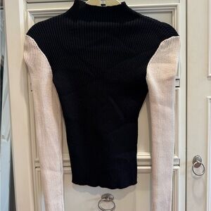 ZARA Black and Cream Women's Turtleneck Sweater